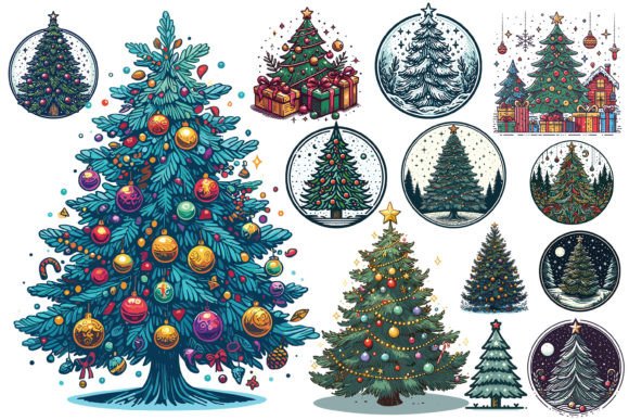 13 X Christmas Tree Bundle: Illustrations for Brands