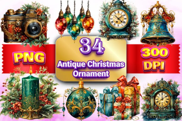 Antique Christmas Ornament Clipart & Illustrations