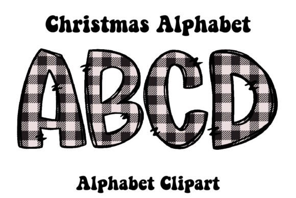 Christmas Buffalo Plaid Alphabet Doodle: Festive Illustrations