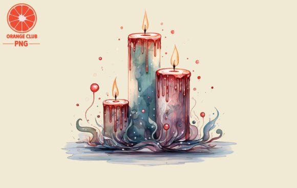 Christmas Candles Watercolor 3: Festive Illustrations