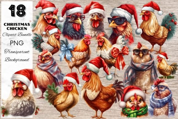 Christmas Chicken Rooster Illustrations Review