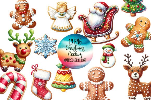 Christmas Cookies Clipart: Watercolor Illustrations