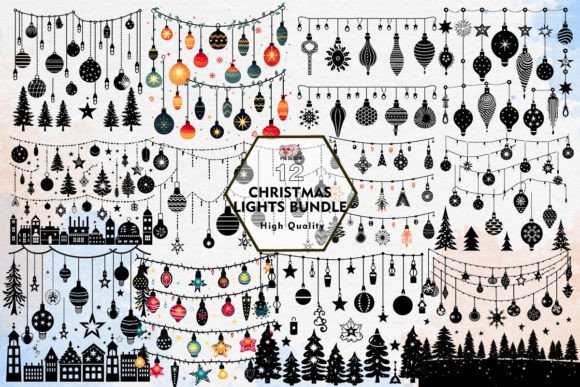 Christmas Lights Bundle Clipart PNG: Festive Illustrations
