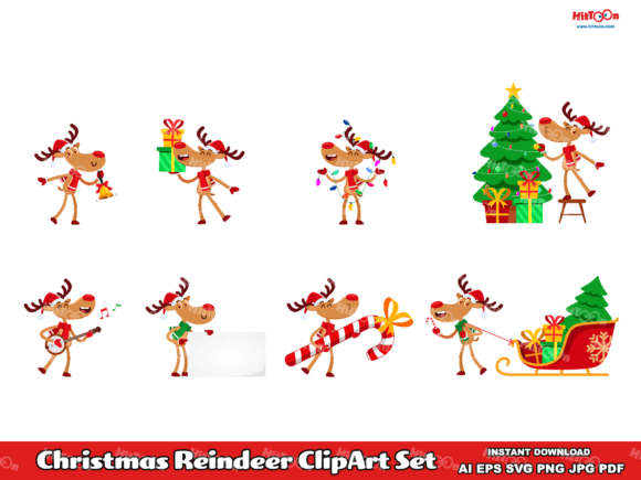 Christmas Reindeer ClipArt: Festive Illustrations