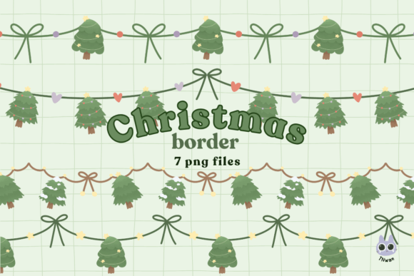 Christmas Tree Ornament Border Clipart & Illustrations