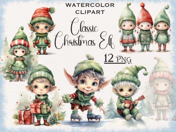 Classic Christmas Elf PNG Bundle: Festive Illustrations