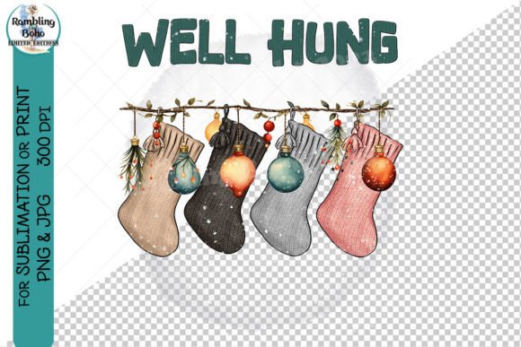 Funny Christmas Stockings Well Hung Illustrations