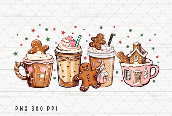 Gingerbread Coffee Christmas House PNG for Illustrations