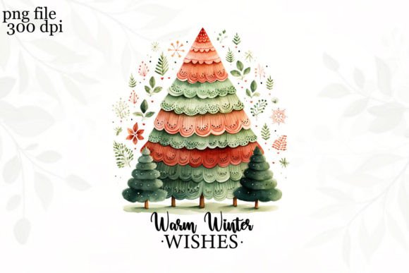 Hand-Drawn Christmas Tree Sublimation Illustrations