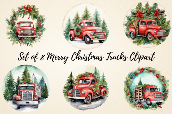 Merry Christmas Trucks Clipart Bundle: Illustrations Review
