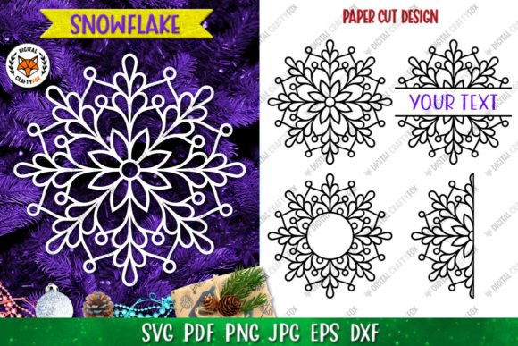 Snowflake Monogram, Christmas Ornament Illustrations