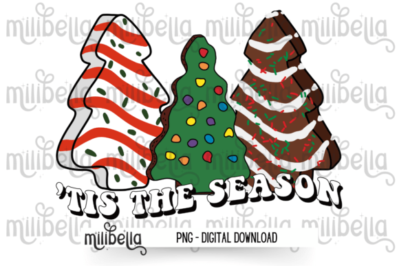 Tis the Season Christmas Snack Cake PNG & Illustrations