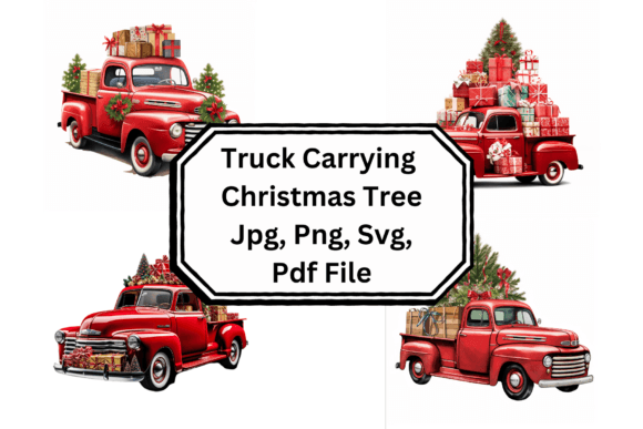 Truck Carrying Christmas Tree Sublimatio Illustrations