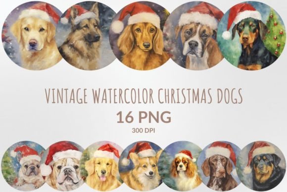 Watercolor Christmas Dogs Sublimation Illustrations Review