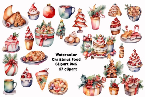 Watercolor Christmas Food Clipart PNG Review